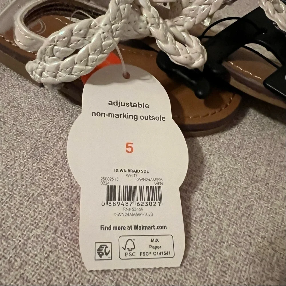 NWT Wonder Nation girl’s iridescent white braided sandals